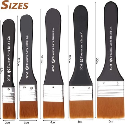 Paint Brushes Set, DELFINO 5 Piece Flat Brush Set, Multi-Purpose Assorted Size Wall Brushes, Flat Paintbrush, Flat Artist Paint Brush for Home Brushes Barbecue Oil Painting and Furniture Paints