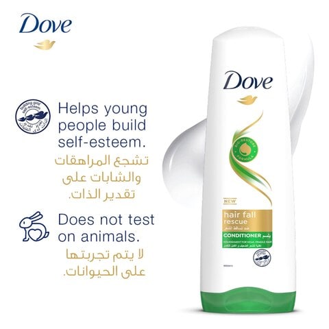 Buy Dove Conditioner for Weak and Fragile Hair Hair Fall Rescue Nourishing  Care for up to 98% Less Hair Fall 350ml Online - Shop Beauty & Personal  Care on Carrefour UAE