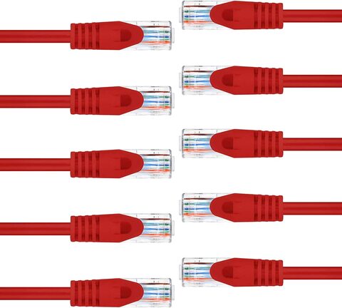 Cat 6 Ethernet Cable 1M  Patch Cable, Ethernet Cable, Network Cable, Internet Cable - 1 METER RED - 10 PCS - DKURVE&reg;