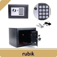 Electronic Digital Mini Safe Box with Key and Keypad Lock (23x17x17 cm)&nbsp;Black