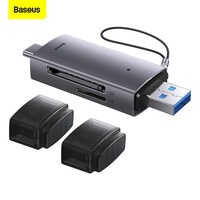 Baseus SD Card Reader USB 3.0/USB C OTG Dual Slot Memory Card Adapter for UHS-IMicro SD,SD, SDXC,SDHC,Micro SDXC,Micro SDHC,MMC Compatible for MacBook,Dell XPS,SamsungHuawei,Sony,Google,OnePlusLG Grey