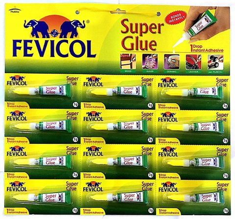 Fevicol Super Glue 1 Drop Instant Adhesive 3g x 12
