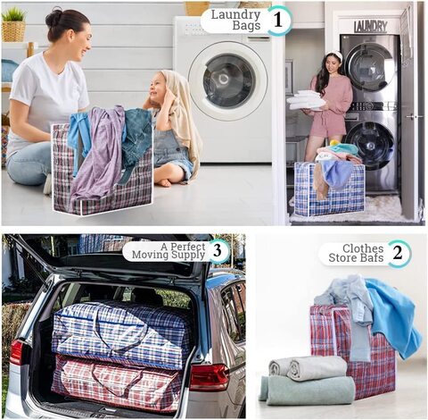 Buy Laundry bags with Zip & Handle, 3 Pack Heavy Duty Reusable Storage Bag  for Clothes Moving House Grocery Shopping Bag (Medium - 70 x 60 x 30 cm)  Online - Shop