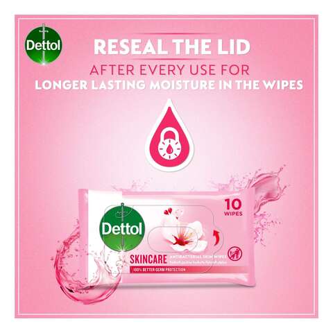 Dettol Skincare Anti Bacterial Skin 10 Wipes Pack of 5