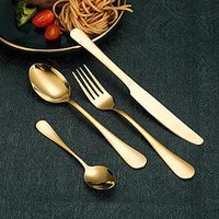 24 Pieces Stainless Steel Flatware Set with Stand, Cutlery Set Mirror Polished, Service for 6, Include Knife/Fork/Spoon/Teaspoon(Gold)