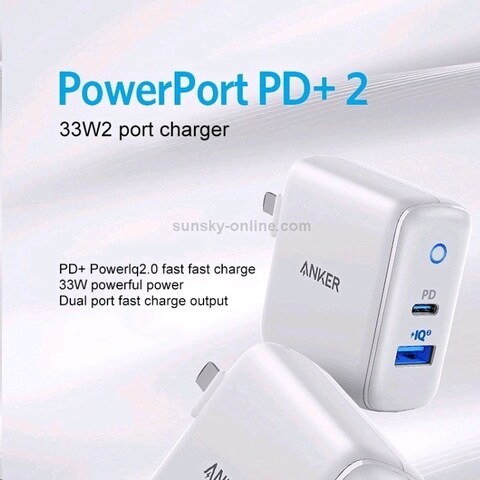 Buy ANKER POWERPORT PD+2 20W + PIQ2.0 WALL CHARGER Online - Home & Garden on Carrefour UAE
