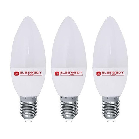 El Sewedy Candle LED Bulb - 6 Watt - White Light - 3 Bulbs