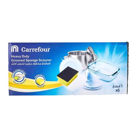 Carrefour grooved sponge scourer heavy duty  x 6