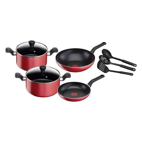 Tefal Non-Stick Cookware Set Red Pack of 9