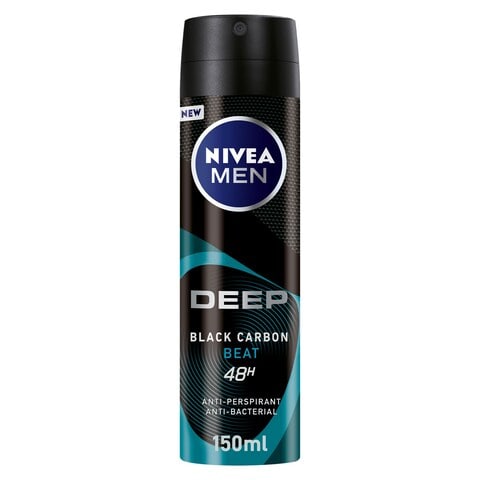 Buy NIVEA MEN Antiperspirant DEEP Beat Black Carbon Spray 150ml in UAE