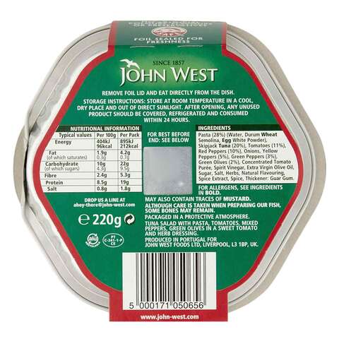 John West Mediterranean Tuna Pasta Salad 220g