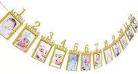Generic 12 Months Photo Frame Banner First Happy Birthday Decorations 1st Baby Boy Girl My 1 One Year Party Supplies