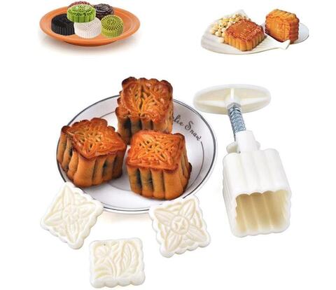 Mid Autumn Festival DIY Decoration Press 50g Moon Cake Mold With 5 Stamps 