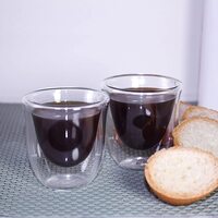 1CHASE&reg; Double Wall Borosilicate Tea Coffee Cup, Clear Glass Drinkware for Espresso, Americano, Set of 6 80 ML&hellip;