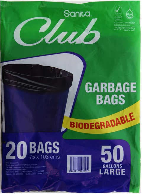 Sanita Club Garbage Bag Large 50 Gallons 20 Bags