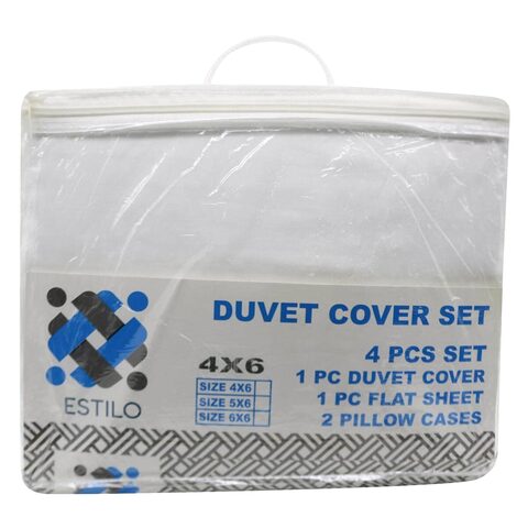 Estilo Plain White Duvet Cover Set 5x6m