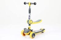 Top Gear 2 In 1 Scooters For Kids 695, Toddler Scooter For Ages 2-7, Music &amp; Light Kids Kick Scooter With Foldable Seat, 3 Wheel Scooter And Adjustble Height For Boys/Girls (Yellow)