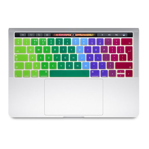 Ozone - English Keyboard Skin UK Layout For MacBook Pro 13&#39;&#39; 15 &#39;&#39; A1706/A1707 with Touch Bar - Rainbow