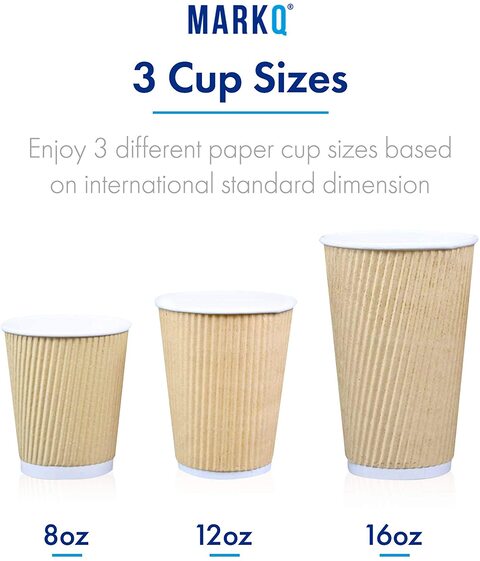 Buy Markq [50 Cups] 16 oz. White Paper Cups - Available in 4oz, 7oz, 8oz,  12oz- Disposable Hot Drinks, Latte, Cappuccino, Coffee Cups Online - Shop  Home & Garden on Carrefour UAE