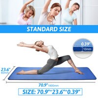 Sky Touch Yoga Mat, Non Slip Yoga Mat With Yoga Mat Strap Included, 10mm Thick Exercise Mat, Blue
