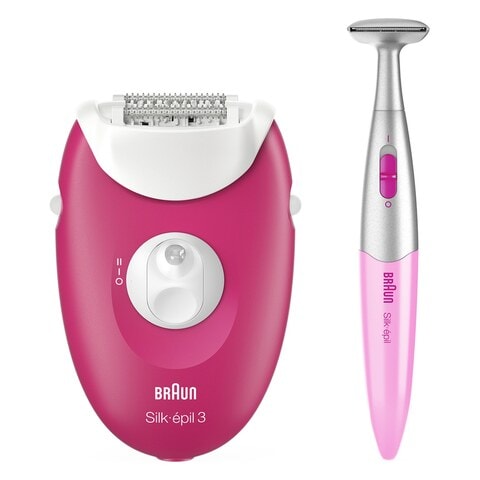 Braun Silk Epil 3 Epilator Plus Massage Rollers And Bikini Trimmer 3420 Pink