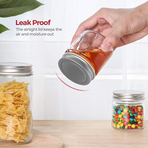 3pcs Clear Glass Food Storage Jar/Cotton Container With Airtight