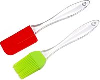 AtrauX Silicone Basting Brush and Spatula Set, Pastry Brush and Spatula Non-Stick, Heat Resistant, Kitchen Utensils for Baking Pastry Bread BBQ Grill Oil Cream Sauce Butter (Random Colours)