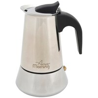 Any Morning Stovetop Espresso Maker, Moka Pot, Italian Coffee Maker, Coffee Percolator, Stainless Steel Moca Pots, 6 Cup Coffee Maker, 10oz, 300Ml (Silver,&nbsp; Black)