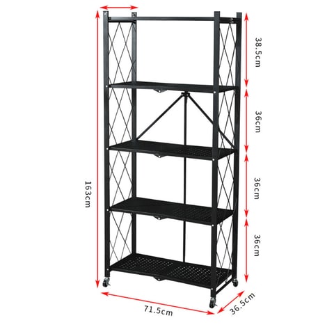 Buy 5 Tier Metal Storage Rack Foldable Shelf Kitchen Organizer Bedroom  Shelves Rolling Cart Online - Shop Home & Garden on Carrefour UAE