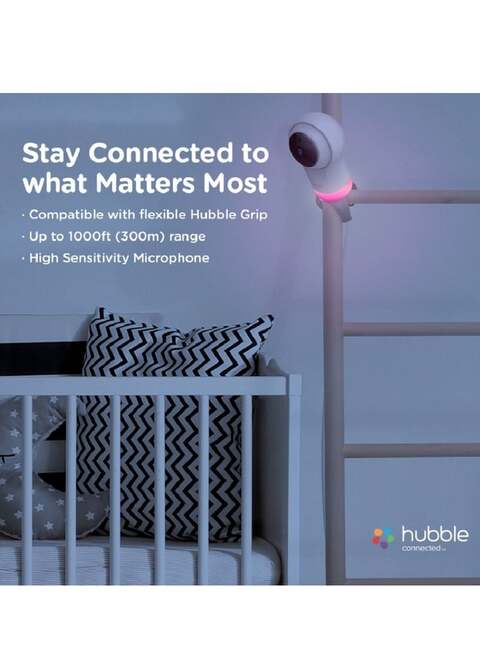 Hubble Connected Nursery Pal Glow - Smart Baby Monitor For Infants / Babies With Wireless Security Video Camera For Nursery - 2-Way Talk, Sleep Trainer, Infrared Night Vision, White