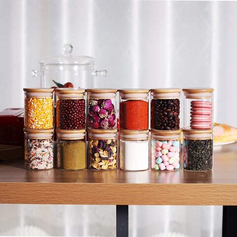 Mini glass shop spice jars