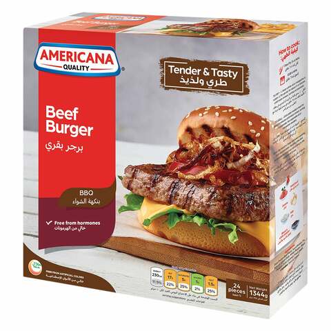Buy Americana BBQ Beef Burger 1344g (24 pcs) in Saudi Arabia