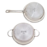 Serenk Modernist Pan Set, 3 Piece Stainless Steel Frying Pan, Thick Encapsulated Bottom, Dishwasher Safe, Mirror Polished, Long Lasting, 8 in, 10 in, Induction Cookware