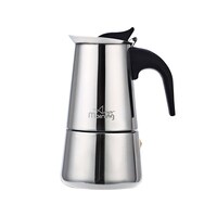 Any Morning Stove top Espresso Maker   Moka Pot   Italian Coffee Maker   Stainless Steel Percolator Coffee Pot   6 Cups Coffee Maker   10 oz   300Ml   Silver