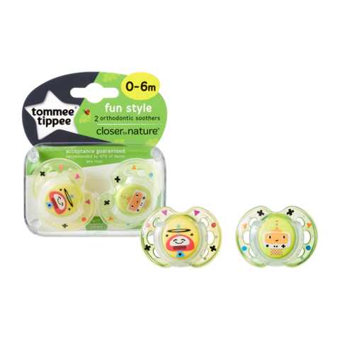 Tommee Tippee Closer To Nature Fun Style Soother TT43335764 Multicolour Pack of 2