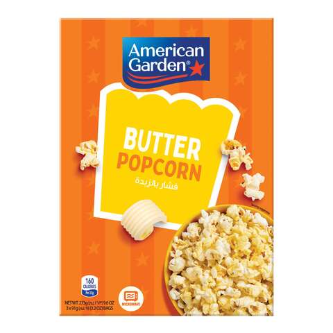 American Garden Microwave Butter Popcorn Gluten-Free 273g (3 Bags of 91g)