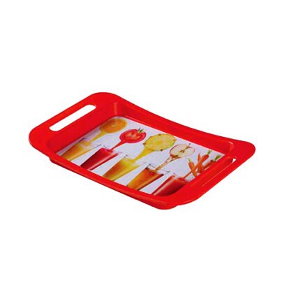 Tray Rectangular Plastic Old Figure Red