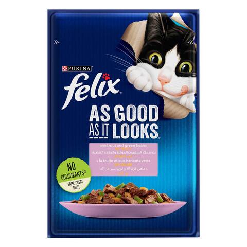 Purina Felix Cat Food Trout And Green Bean In Jelly 85g
