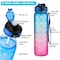 HEXAR&reg; 1L Leakproof Motivational Sports Water Bottle with Straw &amp; Time Marker, Flip Top Durable BPA Free Tritan Non-Toxic Frosted Bottle Perfect for Office, School, Gym (Single Pack, Green &amp; Yellow)