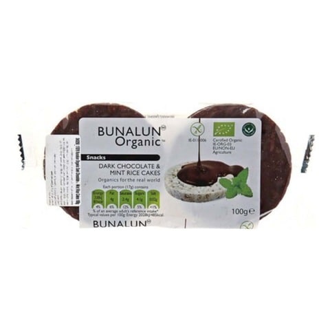Bunalun Organic Dark Chocolate And Mint Rice Cakes 100g