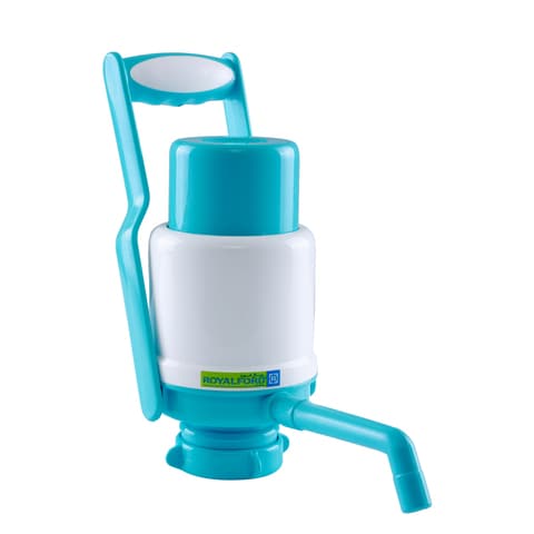 Royalford RF7784 Water Pump With Lock- Dolphin water pump Water Bottles Pump Manual Water Bottle Pump, Easy Drinking Water Pump, Easy Portable Manual Hand Press Dispenser Water Pump White &amp; Blue