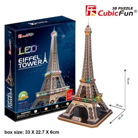 CubicFun LED 3D Puzzle 82 Pieces: Eiffel Tower