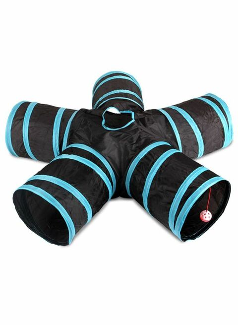Buy 5 Way Foldable Tunnel Toy For Pet Black Blue 31x4x31centimeter