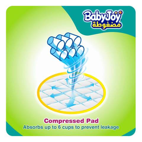 Babyjoy Compressed Diamond Pad Diaper Jumbo Pack Medium Size 3 6 - 12kg 52 Diapers