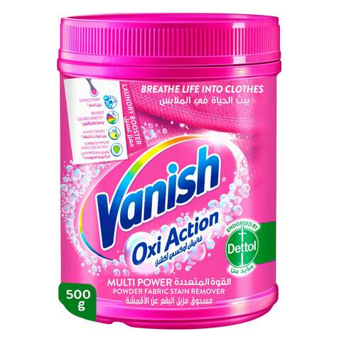 Buy Vanish Oxi Action Multi Power Fabric Stain Remover Powder with Scoop, Ideal for Use in the Washing Machine, 500 g in Saudi Arabia