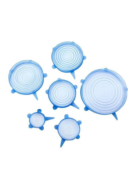 Generic 6-Piece Stretchable Silicone Lids Blue/White 158g