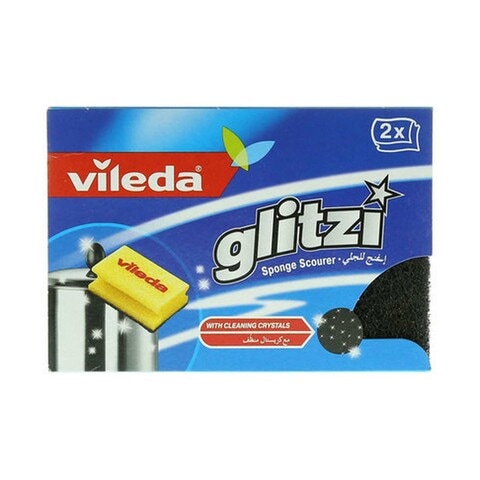 Vileda Glitzi Dishwashing Scourer Sponge Yellow 2 PCS