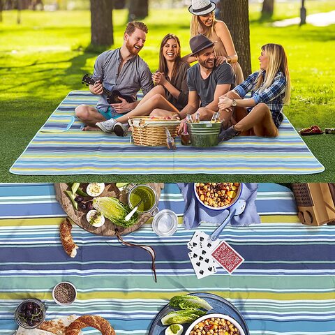 SKY-TOUCH Fortable Picnic Blanket, Waterproof Beach Blanket, Waterproof Picnic Blanket, Portable Picnic Mat, Portable Beach Mat, for Outdoor Camping Family Outdoor Park Garden