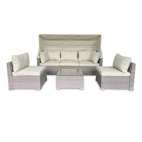 Buy Sofa set 4 pieces set/wicker with canopy Online - Shop Home & Garden on  Carrefour Saudi Arabia
