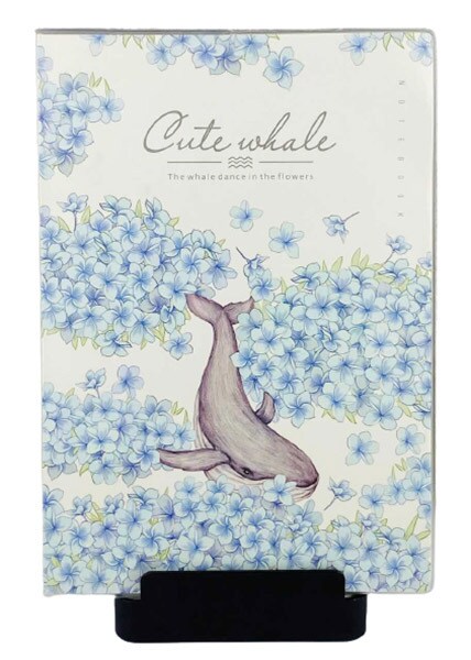 Languo A5 Stationery Writing Notebook with Cute Whale and Flower Design.(White)